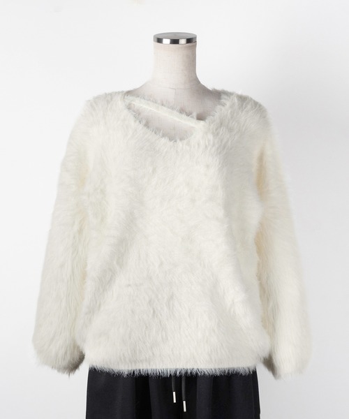 me+em select(ミームセレクト)の「※※【 3color 】ナナメストラップカットアウトシャギーニット / naname strap cutout shaggy knit(ニット/セーター・レディース・アイボリー/ブラック/グレー・FREE)」の15枚目の写真