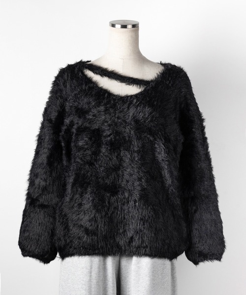 me+em select(ミームセレクト)の「※※【 3color 】ナナメストラップカットアウトシャギーニット / naname strap cutout shaggy knit(ニット/セーター・レディース・アイボリー/ブラック/グレー・FREE)」の16枚目の写真