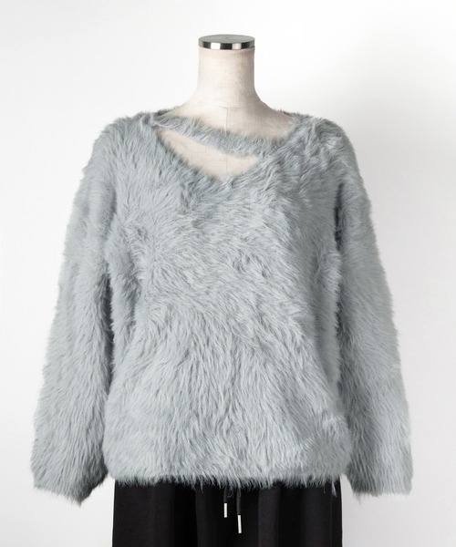 me+em select(ミームセレクト)の「※※【 3color 】ナナメストラップカットアウトシャギーニット / naname strap cutout shaggy knit(ニット/セーター・レディース・アイボリー/ブラック/グレー・FREE)」の19枚目の写真