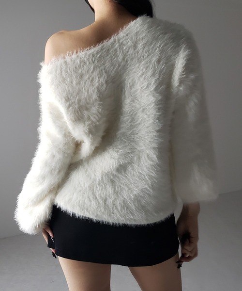 me+em select(ミームセレクト)の「※※【 3color 】ナナメストラップカットアウトシャギーニット / naname strap cutout shaggy knit(ニット/セーター・レディース・アイボリー/ブラック/グレー・FREE)」の13枚目の写真