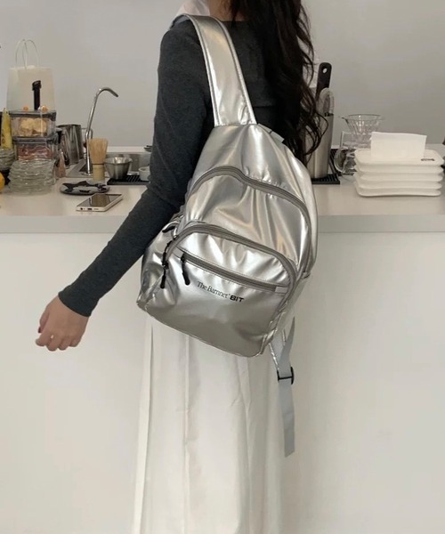 shopnikoniko（ショップニコニコ）の「リュック シルバー 大容量 韓国 高校生 リュックサック（バックパック/リュック・レディース・シルバー・フリー）」の7枚目の写真