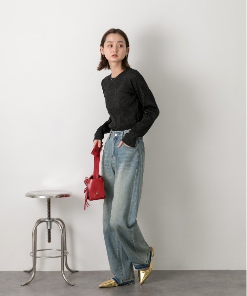 ad thie(アドティエ)の「ポインテッドトゥ フラットシューズ(パンプス・レディース・ゴールド/ブラック・LARGE/MEDIUM)」の22枚目の写真