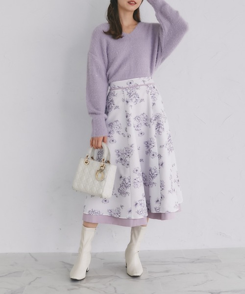 tocco closet(トッコ クローゼット)の「スパンコール入りフェザーニットプルオーバー(ニット/セーター・レディース・ラベンダー/ピンク/オフホワイト・M)」の11枚目の写真