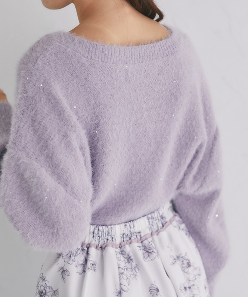 tocco closet(トッコ クローゼット)の「スパンコール入りフェザーニットプルオーバー(ニット/セーター・レディース・ラベンダー/ピンク/オフホワイト・M)」の15枚目の写真