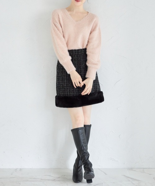 tocco closet(トッコ クローゼット)の「スパンコール入りフェザーニットプルオーバー(ニット/セーター・レディース・ラベンダー/ピンク/オフホワイト・M)」の16枚目の写真