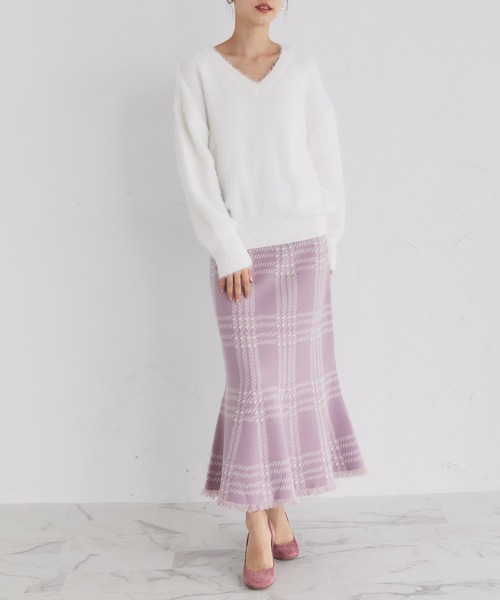 tocco closet(トッコ クローゼット)の「スパンコール入りフェザーニットプルオーバー(ニット/セーター・レディース・ラベンダー/ピンク/オフホワイト・M)」の4枚目の写真