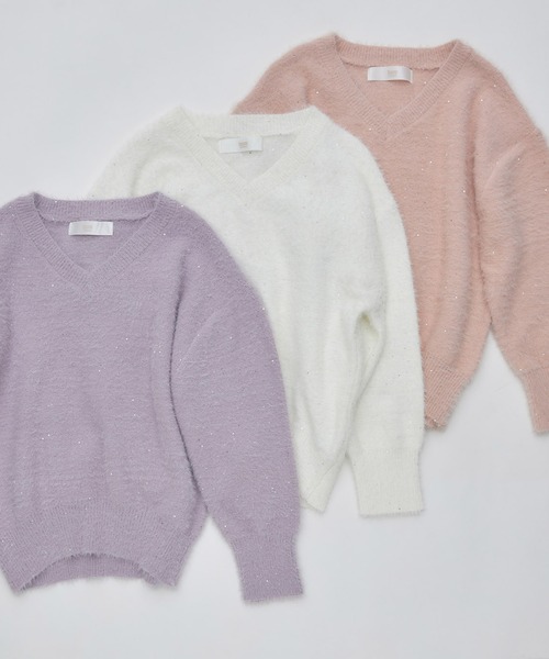 tocco closet(トッコ クローゼット)の「スパンコール入りフェザーニットプルオーバー(ニット/セーター・レディース・ラベンダー/ピンク/オフホワイト・M)」の22枚目の写真