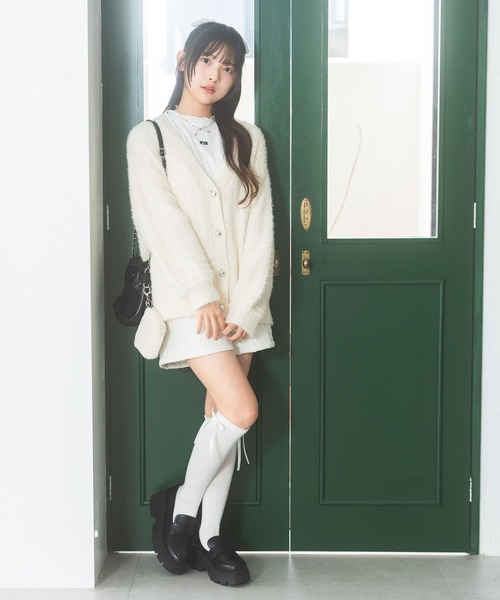 repipi armario(レピピ アルマリオ)の「【洗えるニット】モールシャギールーズカーディガン(カーディガン/ボレロ・キッズ・ホワイト/サックスブルー/グレー・SMALL/MEDIUM/LARGE)」の6枚目の写真