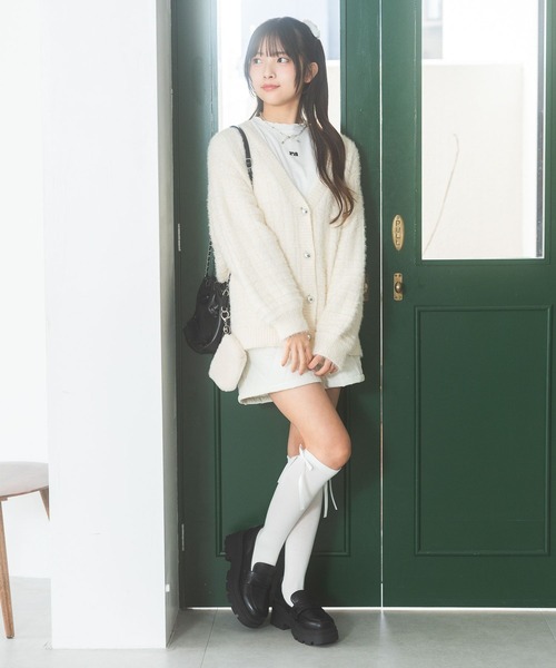 repipi armario(レピピ アルマリオ)の「【洗えるニット】モールシャギールーズカーディガン(カーディガン/ボレロ・キッズ・ホワイト/サックスブルー/グレー・SMALL/MEDIUM/LARGE)」の7枚目の写真