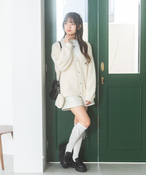 repipi armario(レピピ アルマリオ)の「【洗えるニット】モールシャギールーズカーディガン(カーディガン/ボレロ・キッズ・ホワイト/サックスブルー/グレー・SMALL/MEDIUM/LARGE)」の8枚目の写真