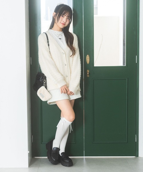 repipi armario(レピピ アルマリオ)の「【洗えるニット】モールシャギールーズカーディガン(カーディガン/ボレロ・キッズ・ホワイト/サックスブルー/グレー・SMALL/MEDIUM/LARGE)」の9枚目の写真