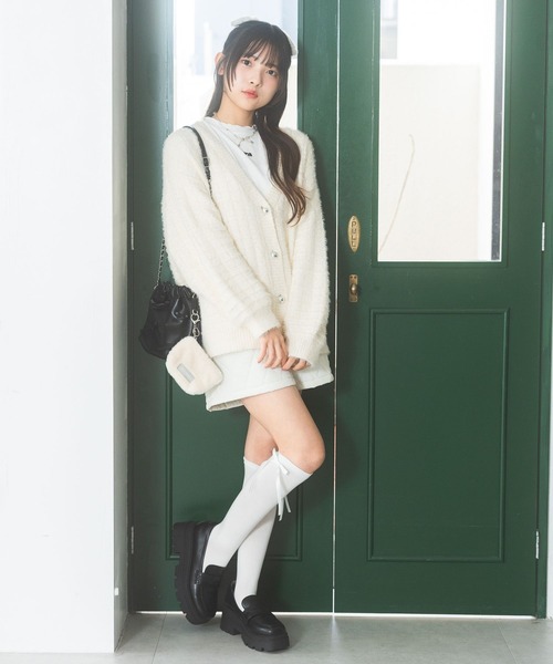 repipi armario(レピピ アルマリオ)の「【洗えるニット】モールシャギールーズカーディガン(カーディガン/ボレロ・キッズ・ホワイト/サックスブルー/グレー・SMALL/MEDIUM/LARGE)」の10枚目の写真