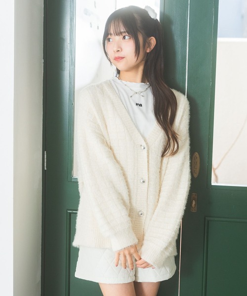 repipi armario(レピピ アルマリオ)の「【洗えるニット】モールシャギールーズカーディガン(カーディガン/ボレロ・キッズ・ホワイト/サックスブルー/グレー・SMALL/MEDIUM/LARGE)」の12枚目の写真