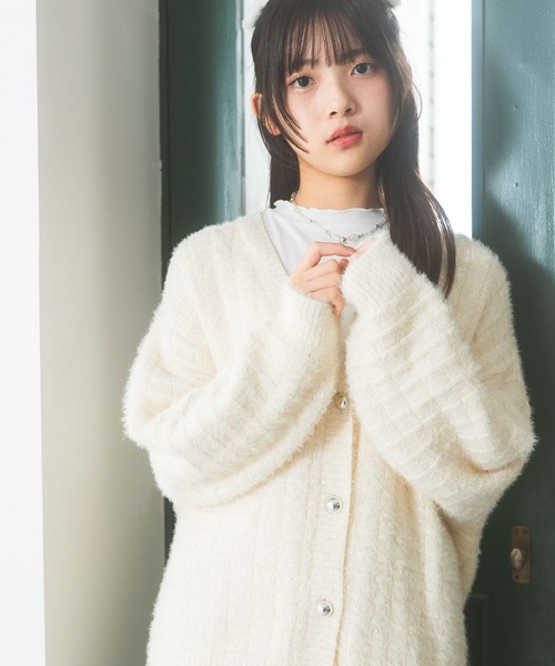 repipi armario(レピピ アルマリオ)の「【洗えるニット】モールシャギールーズカーディガン(カーディガン/ボレロ・キッズ・ホワイト/サックスブルー/グレー・SMALL/MEDIUM/LARGE)」の13枚目の写真