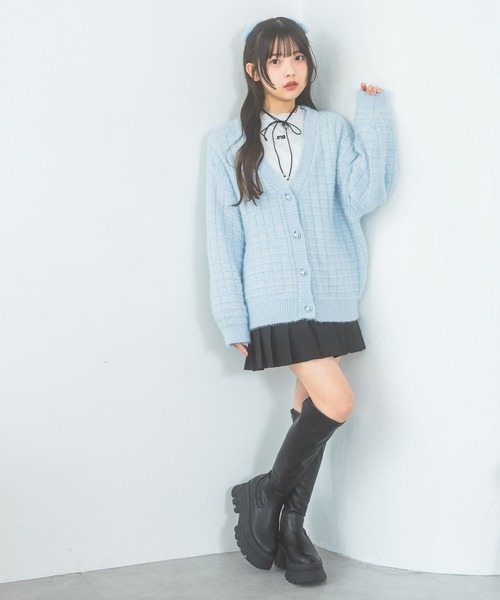 repipi armario(レピピ アルマリオ)の「【洗えるニット】モールシャギールーズカーディガン(カーディガン/ボレロ・キッズ・ホワイト/サックスブルー/グレー・SMALL/MEDIUM/LARGE)」の15枚目の写真