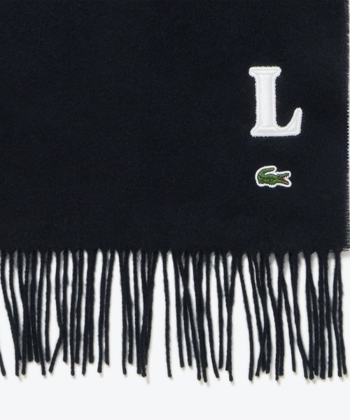 LACOSTE（ラコステ）の「イニシャルステッチマフラー / フリンジストール（マフラー・メンズ・グレー/ブラック/ダークネイビー・FREE）」の5枚目の写真