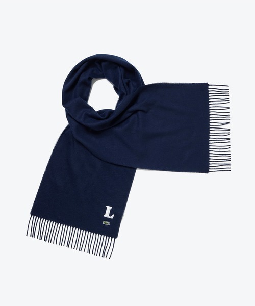 LACOSTE（ラコステ）の「イニシャルステッチマフラー / フリンジストール（マフラー・メンズ・グレー/ブラック/ダークネイビー・FREE）」の6枚目の写真