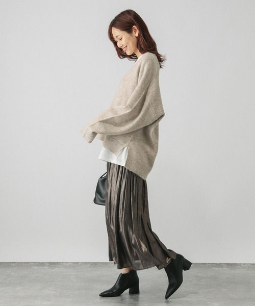 GLOBAL WORK(グローバルワーク)の「フワフワHugme2SETVネック/140474(ニット/セーター・レディース・グリーン系その他3/ベージュ/ブラック/ライトイエロー・FREE)」の11枚目の写真