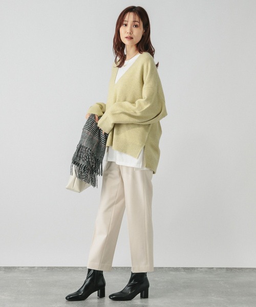 GLOBAL WORK(グローバルワーク)の「フワフワHugme2SETVネック/140474(ニット/セーター・レディース・グリーン系その他3/ベージュ/ブラック/ライトイエロー・FREE)」の18枚目の写真