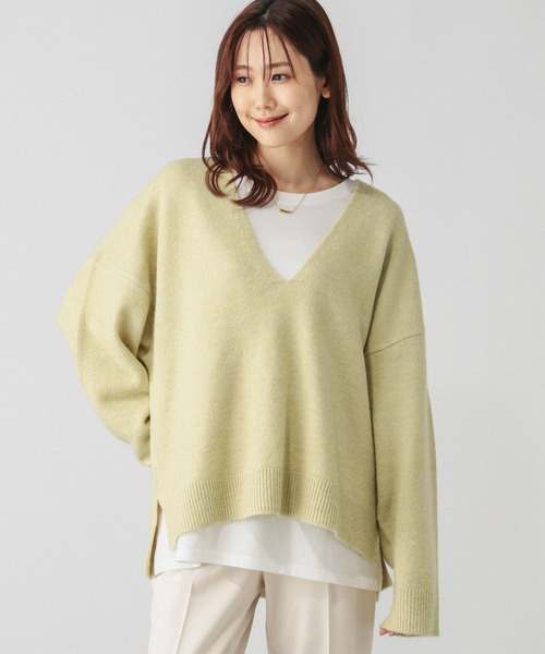 GLOBAL WORK(グローバルワーク)の「フワフワHugme2SETVネック/140474(ニット/セーター・レディース・グリーン系その他3/ベージュ/ブラック/ライトイエロー・FREE)」の19枚目の写真