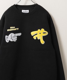 【MEMORY】サガラ刺繍 指ロゴ ボンディング スウェット / Sagara Embroidery Finger Logo Bonding Sweatshirt