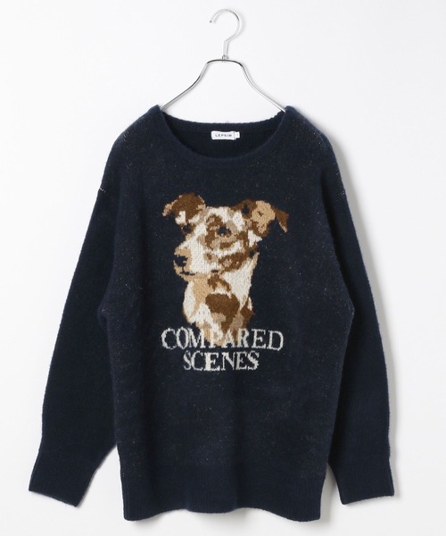 LEPSIM（レプシィム）の「5ゲージドッグジャガードプルオーバー　251744（ニット/セーター・レディース・グレイッシュベージュ/ネイビー・FREE）」の2枚目の写真