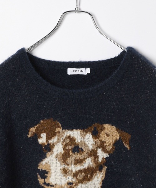 LEPSIM（レプシィム）の「5ゲージドッグジャガードプルオーバー　251744（ニット/セーター・レディース・グレイッシュベージュ/ネイビー・FREE）」の4枚目の写真