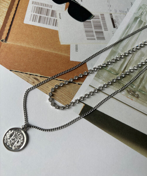 DouDou（ドゥドゥ）の「ラインストーンコイン2連ネックレス（ネックレス・レディース・シルバー/ゴールド・FREE）」の11枚目の写真