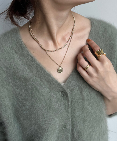 DouDou（ドゥドゥ）の「ラインストーンコイン2連ネックレス（ネックレス・レディース・シルバー/ゴールド・FREE）」の10枚目の写真