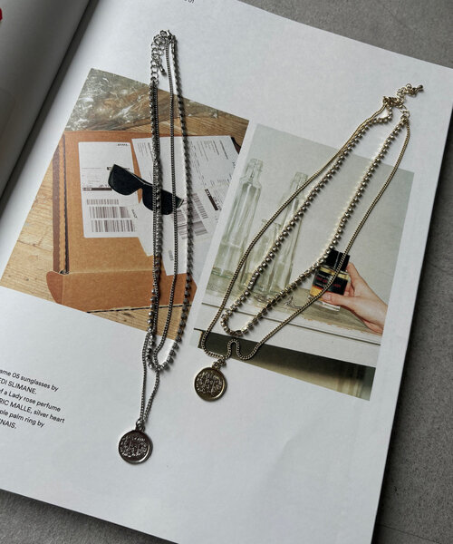 DouDou（ドゥドゥ）の「ラインストーンコイン2連ネックレス（ネックレス・レディース・シルバー/ゴールド・FREE）」の6枚目の写真