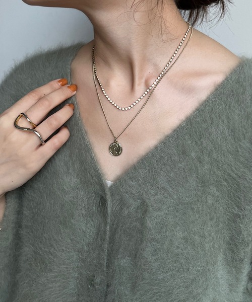 DouDou（ドゥドゥ）の「ラインストーンコイン2連ネックレス（ネックレス・レディース・シルバー/ゴールド・FREE）」の2枚目の写真