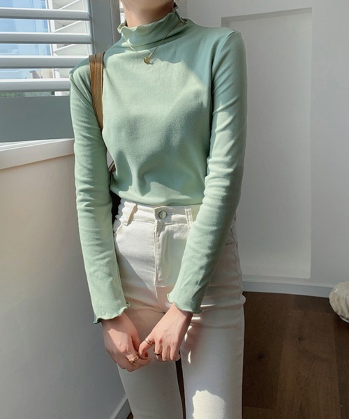 Miniministore(ミニミニストア)の「ハイネック カットソー 春秋 インナー(Tシャツ/カットソー・レディース・ホワイト/ブルー/ピンク/ブラック/ブラウン/イエロー/ミント・FREE)」の13枚目の写真