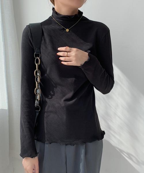 Miniministore(ミニミニストア)の「ハイネック カットソー 春秋 インナー(Tシャツ/カットソー・レディース・ホワイト/ブルー/ピンク/ブラック/ブラウン/イエロー/ミント・FREE)」の15枚目の写真