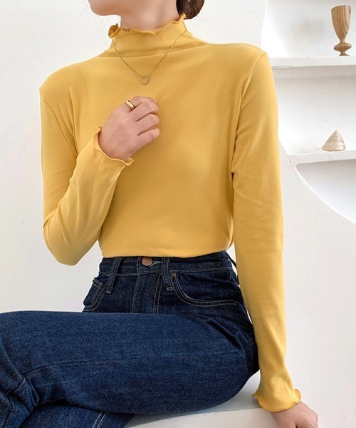 Miniministore(ミニミニストア)の「ハイネック カットソー 春秋 インナー(Tシャツ/カットソー・レディース・ホワイト/ブルー/ピンク/ブラック/ブラウン/イエロー/ミント・FREE)」の19枚目の写真