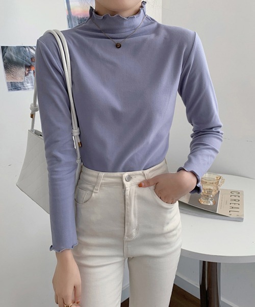 Miniministore(ミニミニストア)の「ハイネック カットソー 春秋 インナー(Tシャツ/カットソー・レディース・ホワイト/ブルー/ピンク/ブラック/ブラウン/イエロー/ミント・FREE)」の20枚目の写真