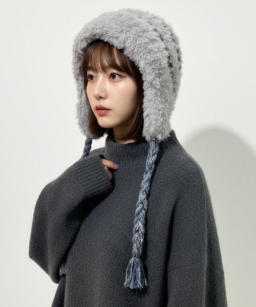 セール】【HIKA】モヘアボーダーニットCAP（ニットキャップ/ビーニー