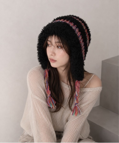 HIKA】モヘアボーダーニットCAP（ニットキャップ/ビーニー）｜HIKA