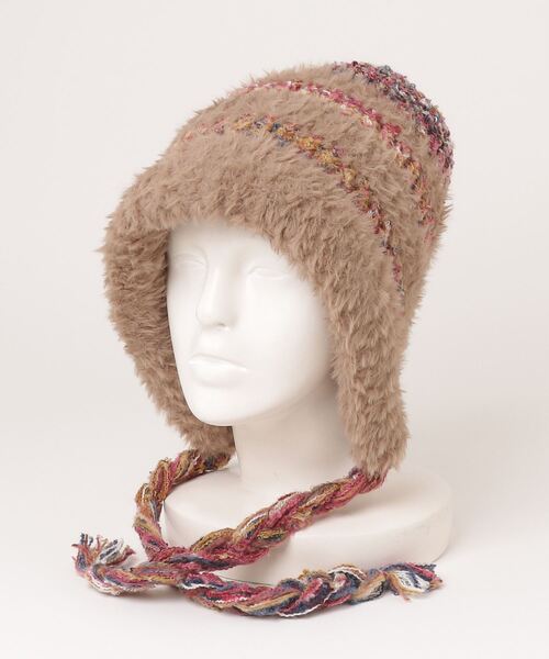 HIKA(ヒカ)の「【HIKA】モヘアボーダーニットCAP(ニットキャップ/ビーニー・レディース・ホワイト/ブラック/グレー/ブラウン系その他/パープル/ライトグレー・FREE)」の15枚目の写真