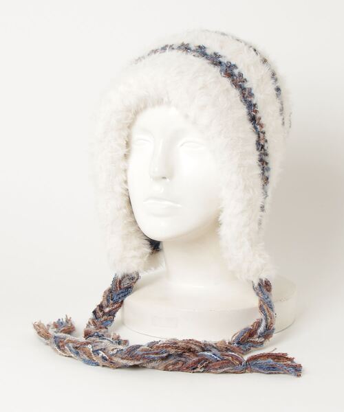 HIKA(ヒカ)の「【HIKA】モヘアボーダーニットCAP(ニットキャップ/ビーニー・レディース・ホワイト/ブラック/グレー/ブラウン系その他/パープル/ライトグレー・FREE)」の16枚目の写真