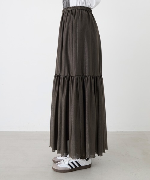 MICA&DEAL（マイカ＆ディール）の「シアーブライトティアードスカート（スカート・レディース・ベージュ/ブラック・FREE）」の7枚目の写真