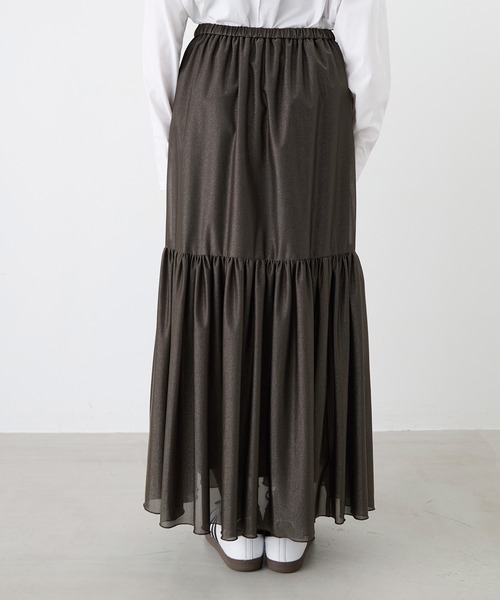 MICA&DEAL（マイカ＆ディール）の「シアーブライトティアードスカート（スカート・レディース・ベージュ/ブラック・FREE）」の8枚目の写真