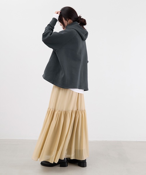 MICA&DEAL（マイカ＆ディール）の「シアーブライトティアードスカート（スカート・レディース・ベージュ/ブラック・FREE）」の17枚目の写真