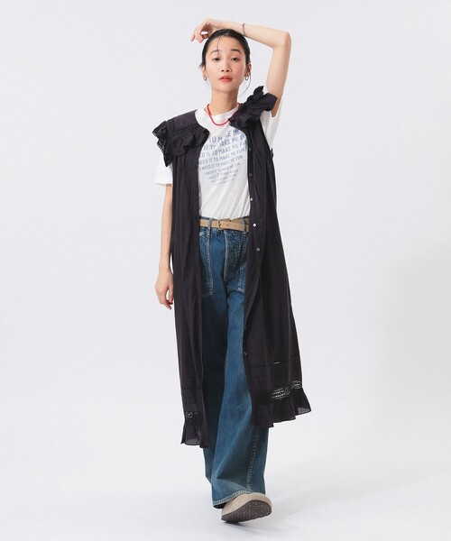 BEAMS BOY(ビームスボーイ)の「ヴィンテージ レース ノースリーブ ワンピース(ワンピース・レディース・サックスブルー/ブラック/オフホワイト・ONE SIZE)」の2枚目の写真