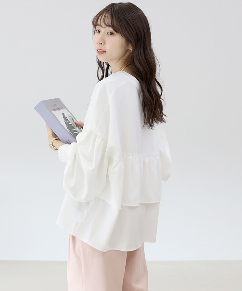 杢無地バックフリル前開きブラウス（シャツ/ブラウス）｜Aletta vita
