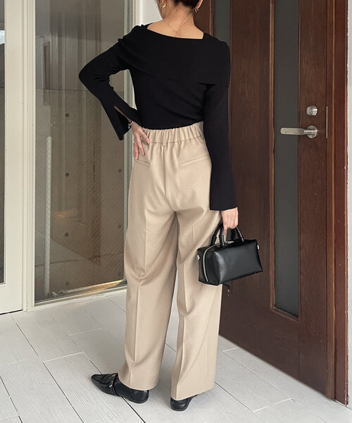 CAPRICIEUX LE'MAGE（カプリシューレマージュ）の「【低身長・高身長サイズあり】タックストレートパンツ（その他パンツ・レディース・ブラック/ホワイト系その他/ベージュ・36/38/PS/TM）」の17枚目の写真