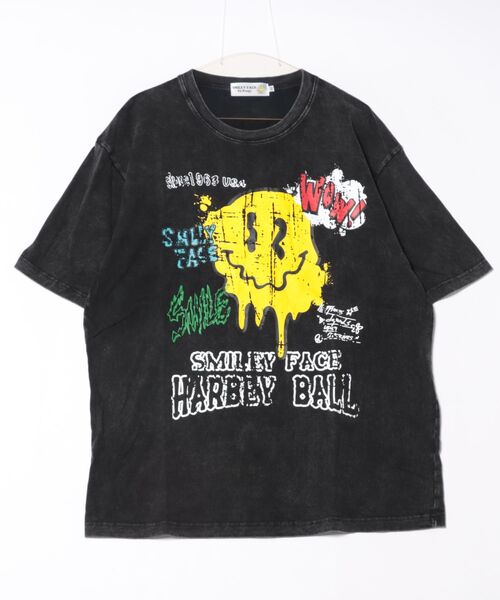 JUGLANS(ユグランス)の「【SMILEY FACE 】スマイルピグメントTEE/ルーズシルエット/メンズ(Tシャツ/カットソー・メンズ・イエロー系/ピンク系・M/L)」の2枚目の写真