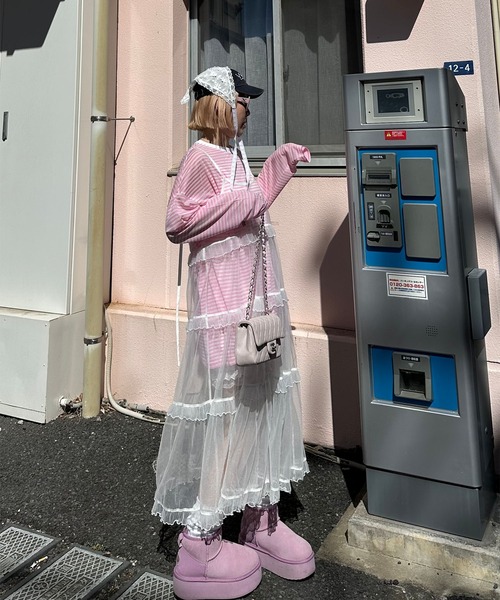 Alley Tokyo（アリートーキョー）の「シアーボーダーゆるロンT（Tシャツ/カットソー・レディース・ピンク/イエロー/ブラック/ブルー・FREE）」の19枚目の写真