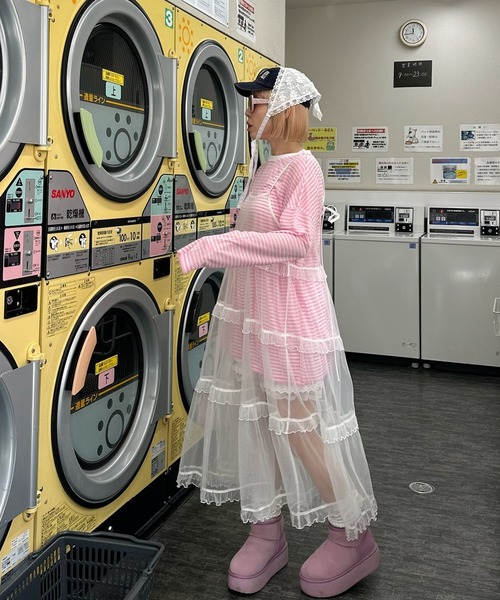 Alley Tokyo（アリートーキョー）の「シアーボーダーゆるロンT（Tシャツ/カットソー・レディース・ピンク/イエロー/ブラック/ブルー・FREE）」の22枚目の写真