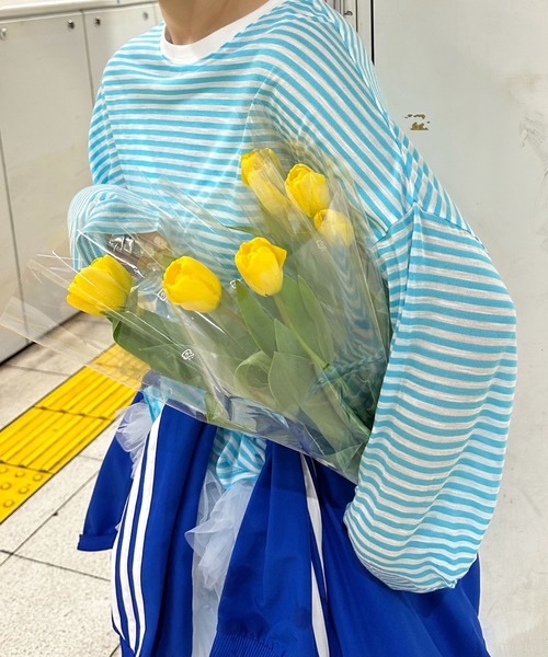 Alley Tokyo（アリートーキョー）の「シアーボーダーゆるロンT（Tシャツ/カットソー・レディース・ピンク/イエロー/ブラック/ブルー・FREE）」の12枚目の写真