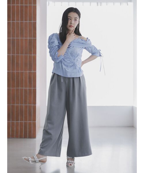 dazzlin（ダズリン）の「ハイウエストワイドパンツ（その他パンツ・レディース・グレー/ブラック/ライトグレー/グリーン・SMALL/MEDIUM）」の5枚目の写真